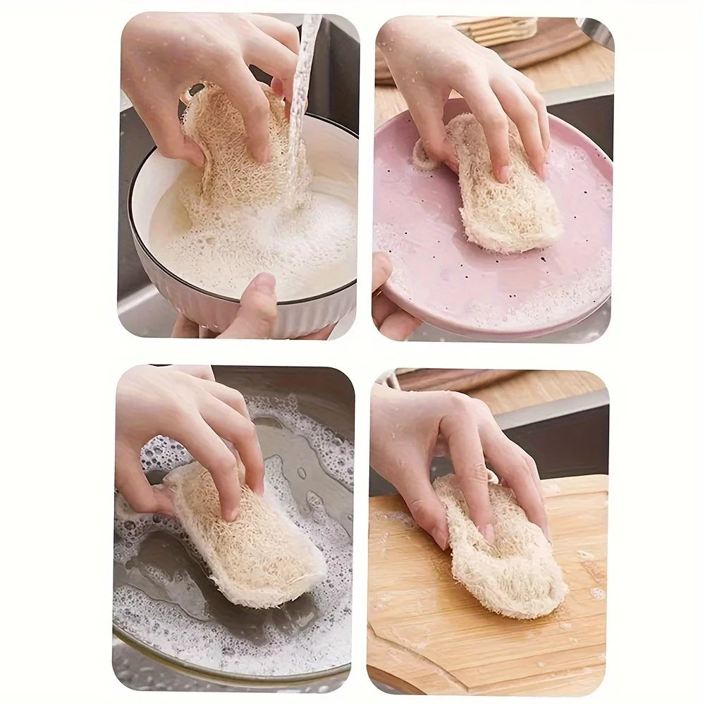 Natural Luffa Dishtowel Washing Cloth Sponge Loofah Scrub Pad Dish Pot Oil Stain Removing Scrubber Kitchen Clean Brushes Pad